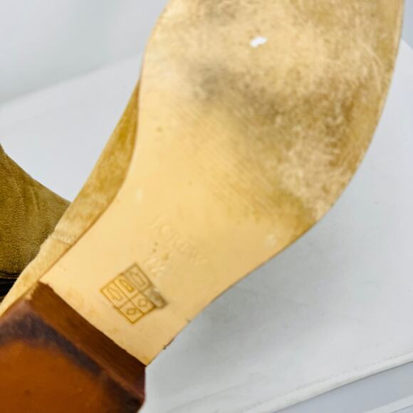 J.Crew Factory Tan Suede Ankle Boots Women’s Size 7.5 Low Heel Zip Booties - Picture 5 of 11